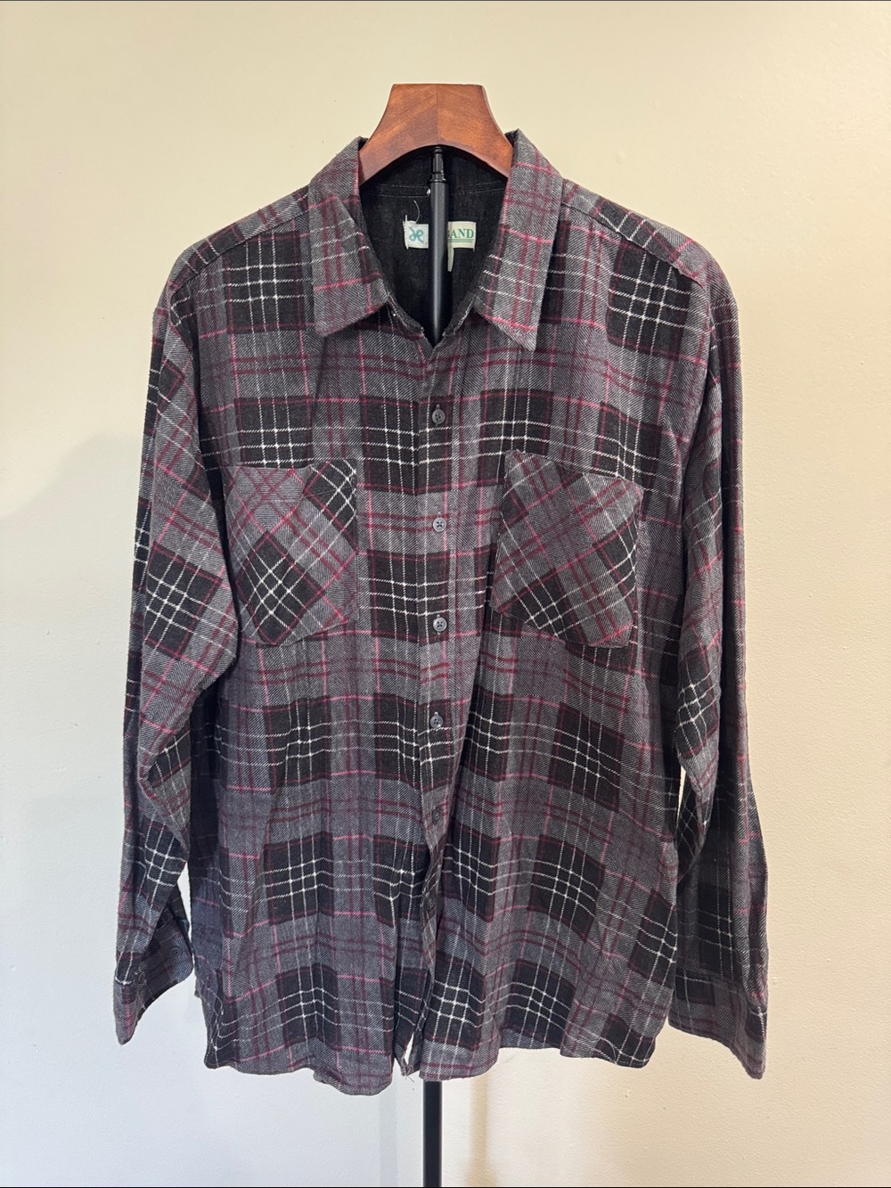 Haband Vintage Plaid Button Front Flannel Shirt (Size L)